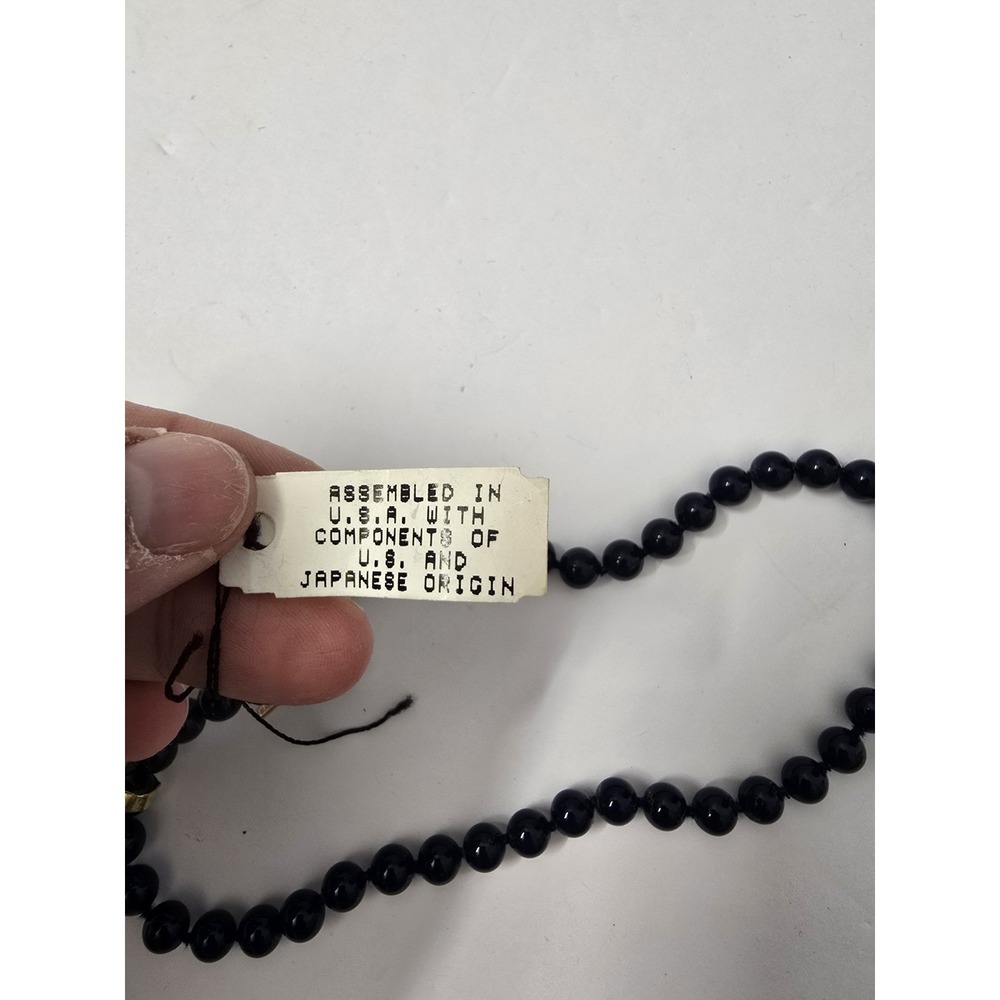 Vtg Monet Navy Blue Glass Beaded Necklace Individually Knotted 16 Inches - Picture 4 of 7
